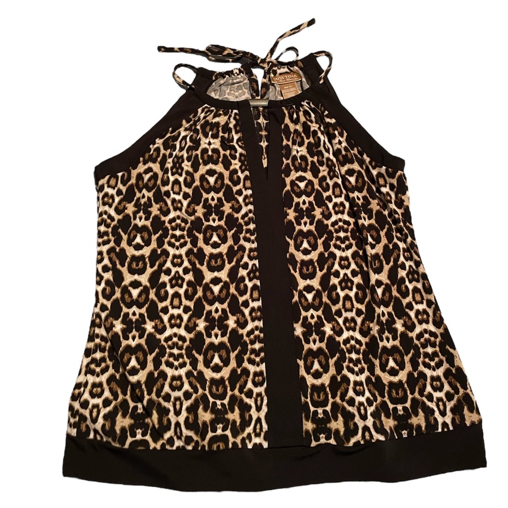 Miss Tina by Tina Knowles Leopard Print Halter Medium (8-10)